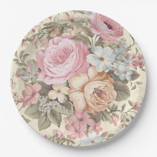 Vintage Floral Paper Plate