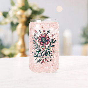 Vintage Floral Passion Can Glass