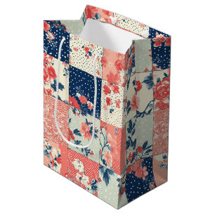 Vintage Floral Patchwork Pattern (10) Medium Gift Bag