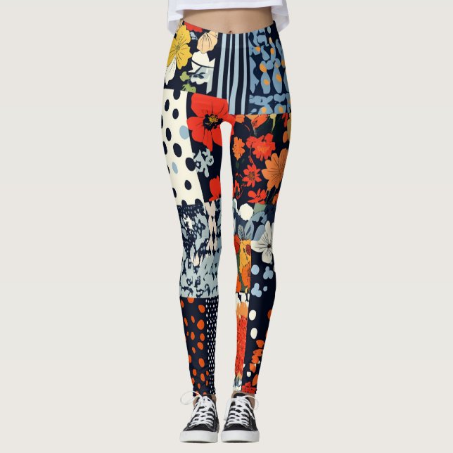 Vintage Floral Patchwork Pattern (3) Leggings (Front)