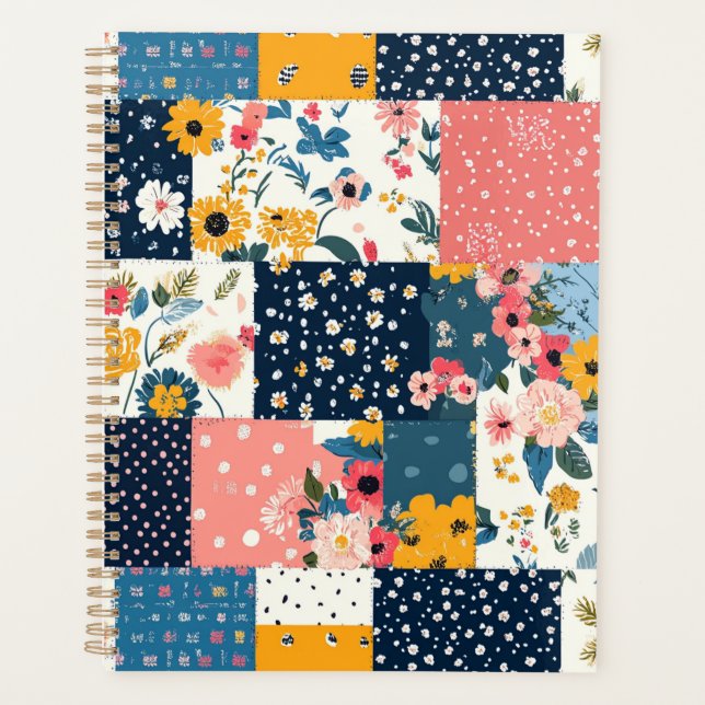 Vintage Floral Patchwork Pattern (4) Planner (Front)