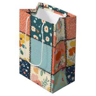 Vintage Floral Patchwork Pattern (6) Medium Gift Bag