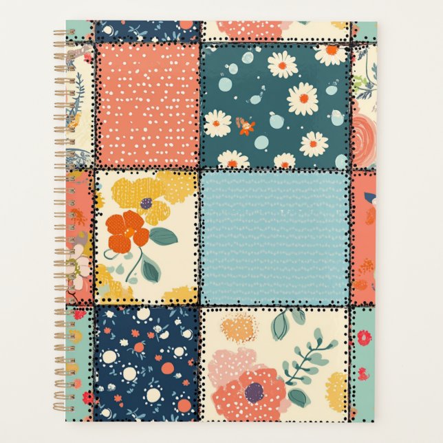Vintage Floral Patchwork Pattern (6) Planner (Front)