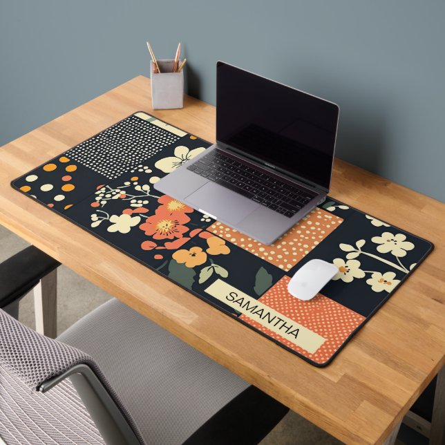 Vintage Floral Patchwork Pattern Desk Mat (Office 2)