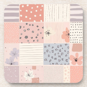 Vintage Floral Patchwork Pattern - Pastel (10) Coaster
