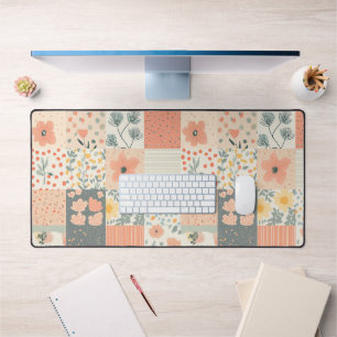 Vintage Floral Patchwork Pattern - Pastel (11) Desk Mat