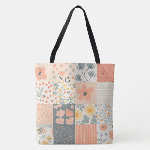 Vintage Floral Patchwork Pattern - Pastel (11) Tote Bag