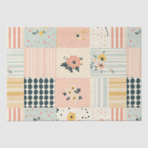 Vintage Floral Patchwork Pattern - Pastel (12) Tissue Paper