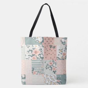 Vintage Floral Patchwork Pattern - Pastel (1) Tote Bag