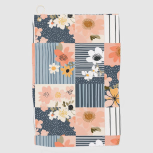 Vintage Floral Patchwork Pattern - Pastel (3) Golf Towel