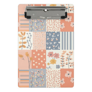 Vintage Floral Patchwork Pattern - Pastel (4) Mini Clipboard