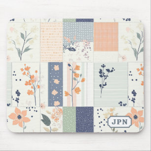 Vintage Floral Patchwork Pattern - Pastel (4) Mouse Mat