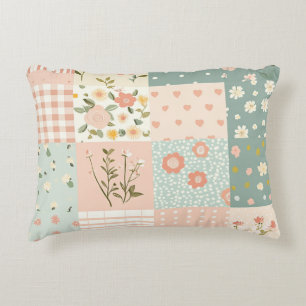 Vintage Floral Patchwork Pattern - Pastel (6) Decorative Cushion