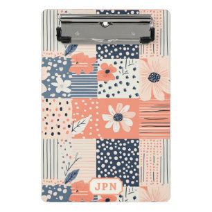 Vintage Floral Patchwork Pattern - Pastel (6) Mini Clipboard