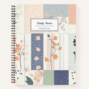 Vintage Floral Patchwork Pattern - Pastel (9) Notebook