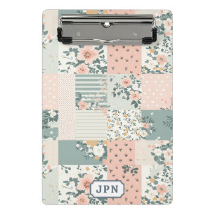 Vintage Floral Patchwork Pattern - Pastel Mini Clipboard