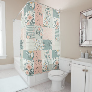 Vintage Floral Patchwork Pattern - Pastel Shower Curtain