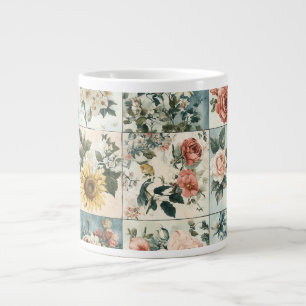 Vintage Floral Patchwork Style Design Large Coffee Mug
