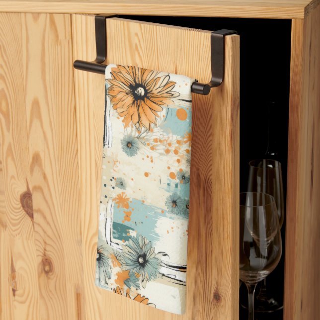 Vintage Floral Pattern (3) Tea Towel (Thirds Fold)