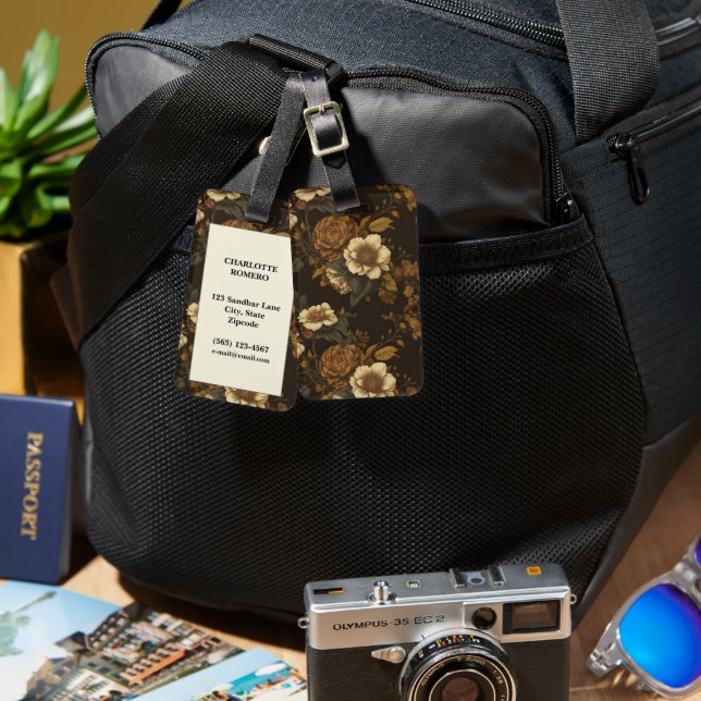 Vintage Floral Pattern (4) Luggage Tag (Front & Back)