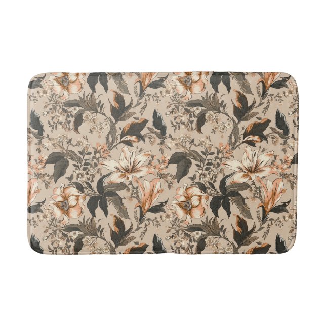 Vintage Floral Pattern Bath Mat (Front)