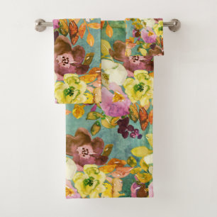 Vintage Floral Pattern Bath Towel Set