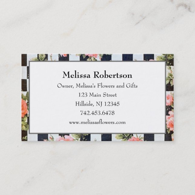Vintage Floral Pattern Business Card (Front)