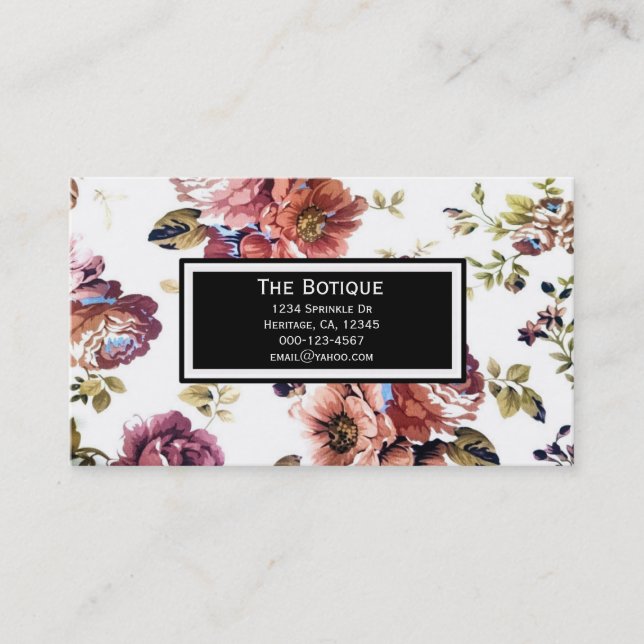 Vintage Floral Pattern Business Cards (Front)