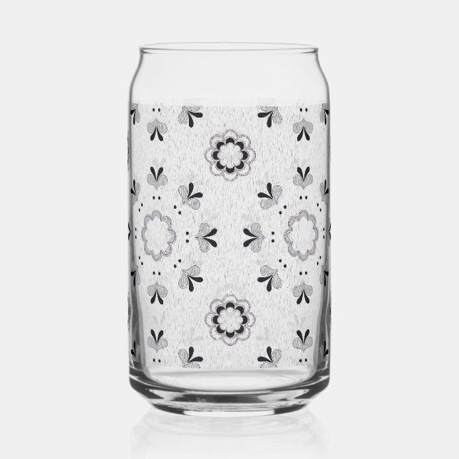 Vintage Floral Pattern Can Glass (Back)