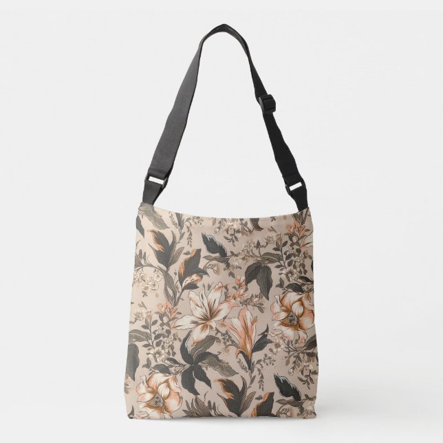 Vintage Floral Pattern Cross Body Bag (Front)