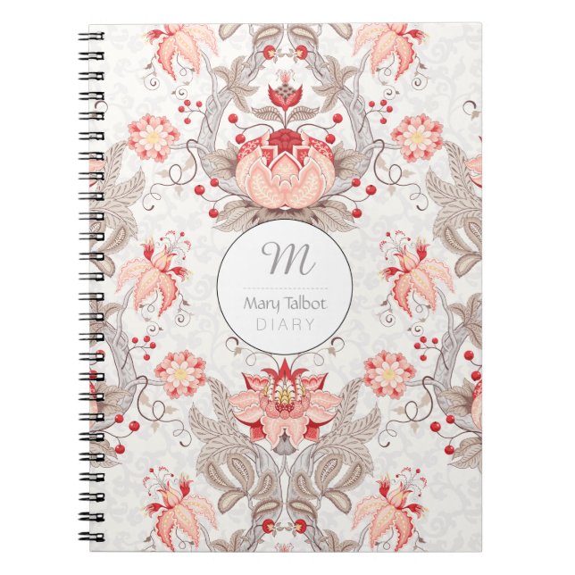 Vintage Floral Pattern damask Monogram S Notebook (Front)