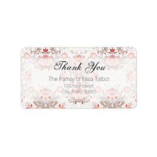 Vintage Floral Pattern Damask Thank You Label