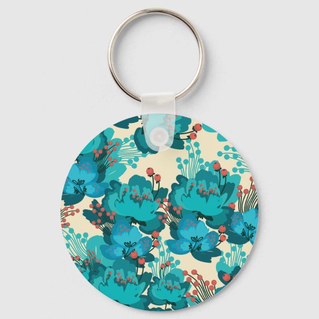 Vintage floral pattern, delicate flowers. key ring (Front)