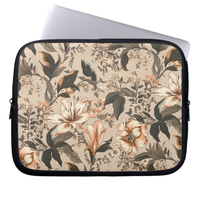 Vintage Floral Pattern Electronics Bag (Front)