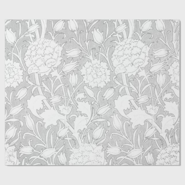 Vintage floral pattern elegant silver wrapping paper (Flat)