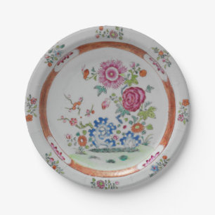 Vintage floral pattern garden chinoiserie china paper plate