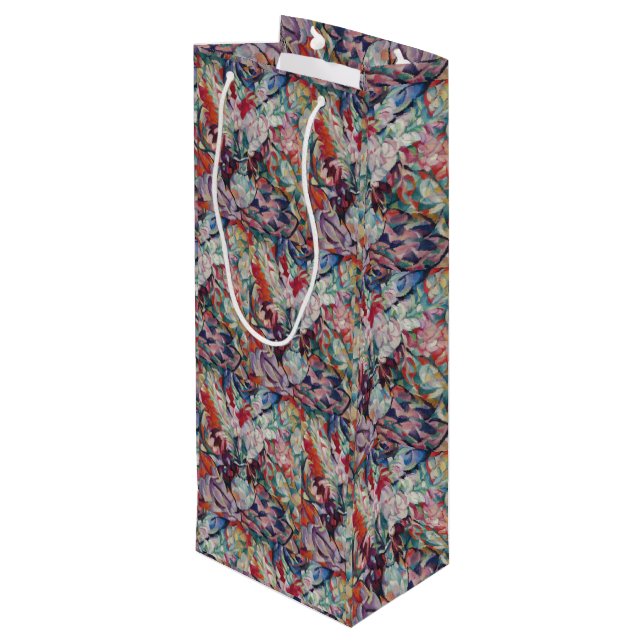 Vintage Floral Pattern Gladiolus Wine Gift Bag (Back Angled)
