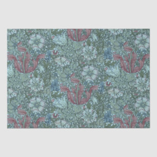 Vintage Floral Pattern Green Blue Red White Tissue Paper