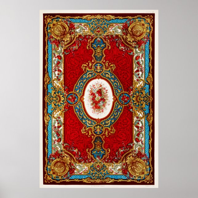 Vintage Floral Pattern Illustration Poster (Front)