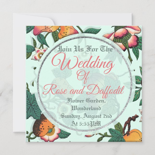 Vintage Floral Pattern Invitation (Front)
