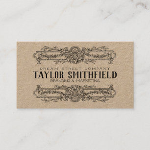 Vintage Floral Pattern Kraft Business Card
