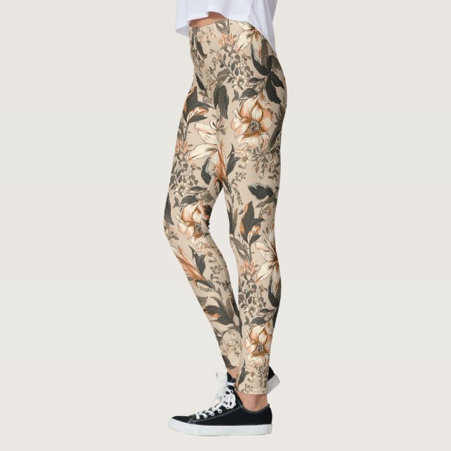 Vintage Floral Pattern Leggings (Left)