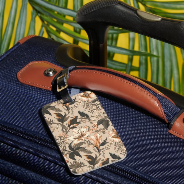 Vintage Floral Pattern Luggage Tag (Front Insitu 1)