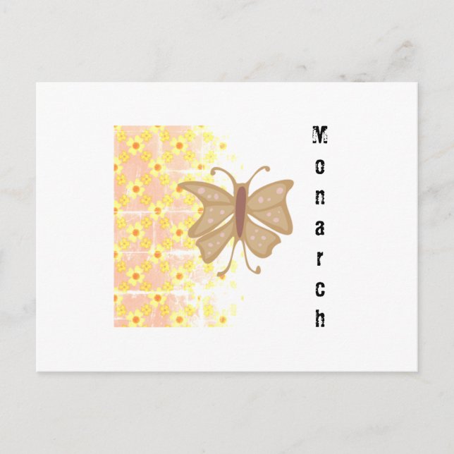 Vintage Floral Pattern Monarch Postcard (Front)