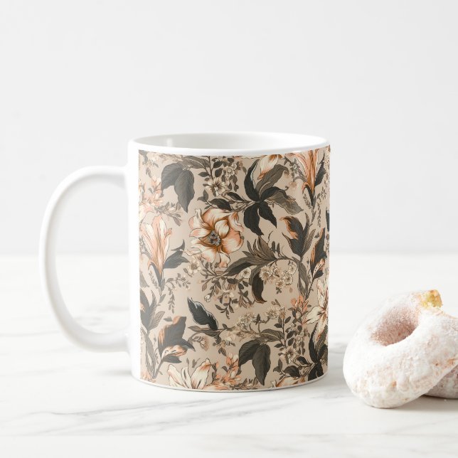 Vintage Floral Pattern Mug (With Donut)