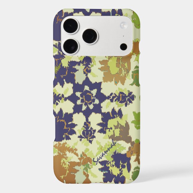 Vintage Floral Pattern Navy Copper Lime  iPhone (Back)