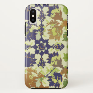 Vintage Floral Pattern Navy Copper Lime iPhone iPhone X Case