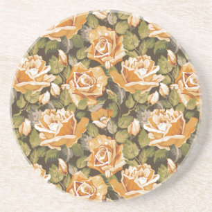 Vintage Floral pattern of yellow roses Coaster