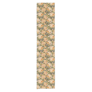 Vintage Floral pattern of yellow roses Short Table Runner