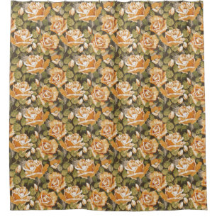 Vintage Floral pattern of yellow roses Shower Curtain